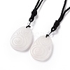 Adjustable Natural Quartz Crystal Teardrop with Spiral Pendant Necklace with Nylon Cord for Women NJEW-L171-04F-1