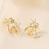 Elegant Flower Brass Clear Cubic Zirconia Geometric Stud Earrings for Women MO8139-4