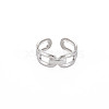 Non-Tarnish 304 Stainless Steel Hollow Open Cuff Ring for Women RJEW-S405-223P-1