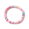 3Pcs 3 Colors Polymer Clay Disc Beaded Stretch Bracelet Sets BJEW-JB10441-01-4