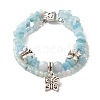 Natural Aquamarine Chip Beads Multi-strand Bracelet BJEW-JB07052-04-1