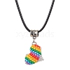 Glass Seed Beads Heart Pendant Necklaces NJEW-MZ00059-1