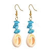 Natural Cowrie Shell Beads Dangle Earrings EJEW-JE04642-2