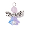 Pearlized Glass Pearl Bead Pendants PALLOY-JF03205-01-3