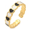 Heart 304 Stainless Steel Enamel Open Cuff Rings for Women RJEW-U034-01G-02-4