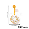 Chic Flat Round Brass Full Crystal Rhinestone Curved Barbell Belly Button Rings with Shiny Delicate Design YW9589-3-2