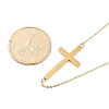 Ion Plating(IP) 304 Stainless Steel Religion Cross Pendant Cable Chain Necklaces for Women NJEW-P320-07G-5