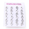 Tarnish Resistant 304 Stainless Steel Greek Alphabet Stud Earrings STAS-D007-07P-17-3