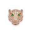 Rack Plating Brass Micro Pave Cubic Zirconia Leopard Hollow Beads ZIRC-I012-18RG-RS-1