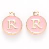 Golden Plated Alloy Enamel Charms X-ENAM-S118-07R-1