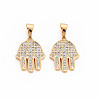 Brass Micro Pave Clear Cubic Zirconia Pendants KK-S364-266-1