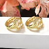 Flower Brass Micro Pave Cubic Zirconia Hoop Earrings EJEW-C126-13G-01-2