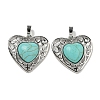 Synthetic Turquoise Peach Love Heart Pendants G-G158-01U-1