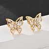 Butterfly Brass Micro Pave Cubic Zirconia Stud Earrings EJEW-B131-07G-02-3