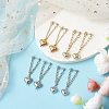 Heart with Chain Charm Brass Earrings EJEW-JE06115-2