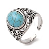 Oval Synthetic Turquoise Cuff Rings RJEW-B107-06AS-02-2