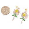 Glass Seed Beads Dangle Stud Earrings EJEW-MZ00326-02-3