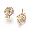 Brass Micro Pave Cubic Zirconia Stud Earring Findings KK-O121-10G-1