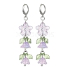 Flower of Life Glass & Acrylic Dangle Leverback Earrings EJEW-JE05558-3