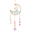 1Pc Alloy & Natural Gemstone Chips Moon Hanging Ornaments HJEW-BBC0001-17A-1