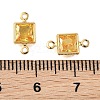 SHEGRACE Brass Pave Cubic Zirconia Square Connector Charms XGRQ2O088-440D-G-3