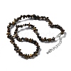 Natural Tiger Eye Chip Beaded Necklaces for Men Women NJEW-G159-01X-4