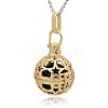 Golden Tone Brass Hollow Round Cage Pendants KK-J226-03G-2