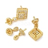 Brass Micro Pave Cubic Zirconia Dangle Stud Earring Findings Sets KK-F891-14G-2