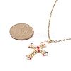 Japanese Seed Beaded Cross Pendant Necklace NJEW-MZ00013-2