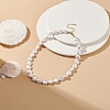 Natural Keshi Pearl Beaded Necklace with Brass Clasp for Women NJEW-JN04058-5
