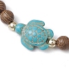 Summer Beach Turtle Dyed Synthetic Turquoise & 6.5mm Round Wenge Wood Beaded Stretch Bracelets for Women BJEW-JB10515-01-3