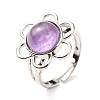 Natural Amethyst Adjustable Rings RJEW-P043-01P-16-4