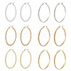  6 Pairs 6 Style 304 Titanium Steel Flattened Big Hoop Earrings for Women STAS-TA0001-89-2