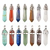 14Pcs 14 Style Chakra Natural & Synthetic Gemstone Pointed Pendants G-LS0001-76-1