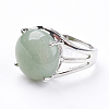 Adjustable Natural Green Aventurine Finger Rings X-RJEW-F075-01K-2