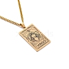 304 Stainless Steel Curb Chain Rectangle with Constellation Pendant Necklaces PW-WG0F5D0-17-1