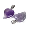 Natural Amethyst Heart Pendants G-H073-03P-01-2