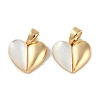 Brass Pave Natural Shell Heart Charms KK-P283-07G-1