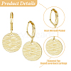 4 Pairs Brass Textured Flat Round Leverback Earrings EJEW-HS0001-22G-4