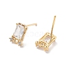 Brass Clear Cubic Zirconia Stud Earring Findings KK-A238-01C-G-2