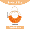 FIBLOOM 6 Pairs 6 Colors Raffia Grass Braided Flat Round Dangle Stud Earrings for Women EJEW-FI0002-25-2