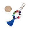 Handmade Lampwork Evil Eye & Polyester Tassel Pendant Decorations HJEW-JM02821-01-3