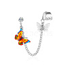 Butterfly Alloy Enamel Chains Tassel Stud Earrings WG03E93-03-1