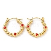 Ion Plating(IP) 304 Stainless Steel Twist Teardrop Hoop Earrings with Enamel for Women EJEW-G293-18E-G-1