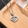 304 Stainless Steel Crystal Rhinestone Heart Pendant Cable Chain Necklaces for Women NJEW-Z056-01D-P-3