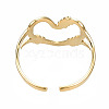 304 Stainless Steel Heart Open Cuff Ring RJEW-T023-80G-2