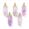 Faceted Natural Amethyst Pointed Pendants G-H252-F01-1