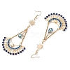 Synthetic Blue Spinel & Glass Dangle Earrings EJEW-MZ00290-4