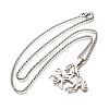 304 Stainless Steel Laser Cut Double Horse Pendant Box Chain Necklaces for Women Men NJEW-E156-03P-4