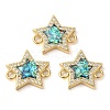 Rack Plating Brass Micro Pave Clear Cubic Zirconia Star Connector Charms KK-K385-097G-1